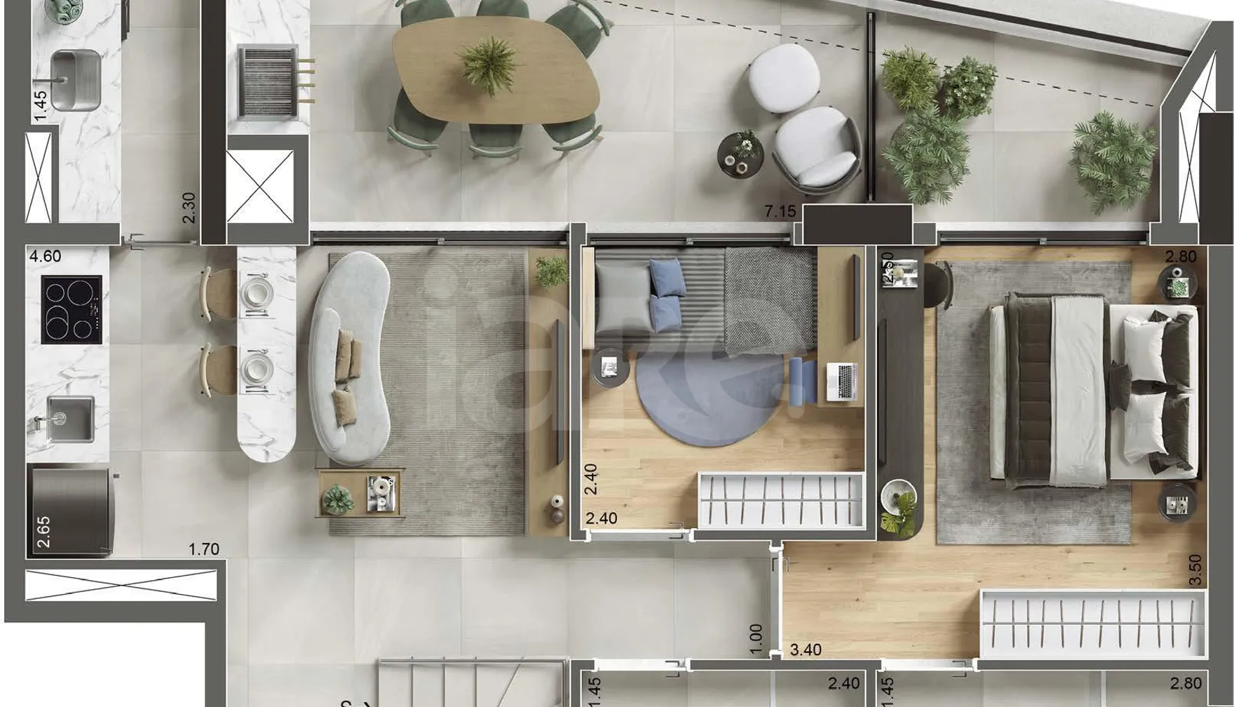 Planta — Cobertura Duplex 146,75 m²