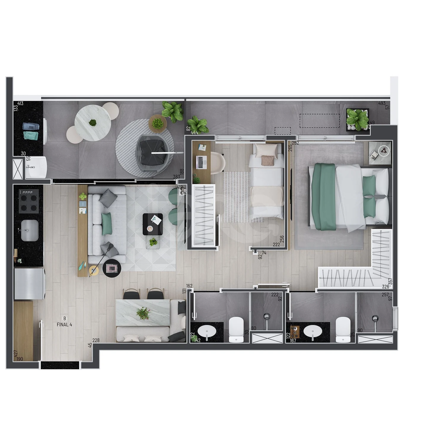 Planta — Apartamento 59,76 m²
