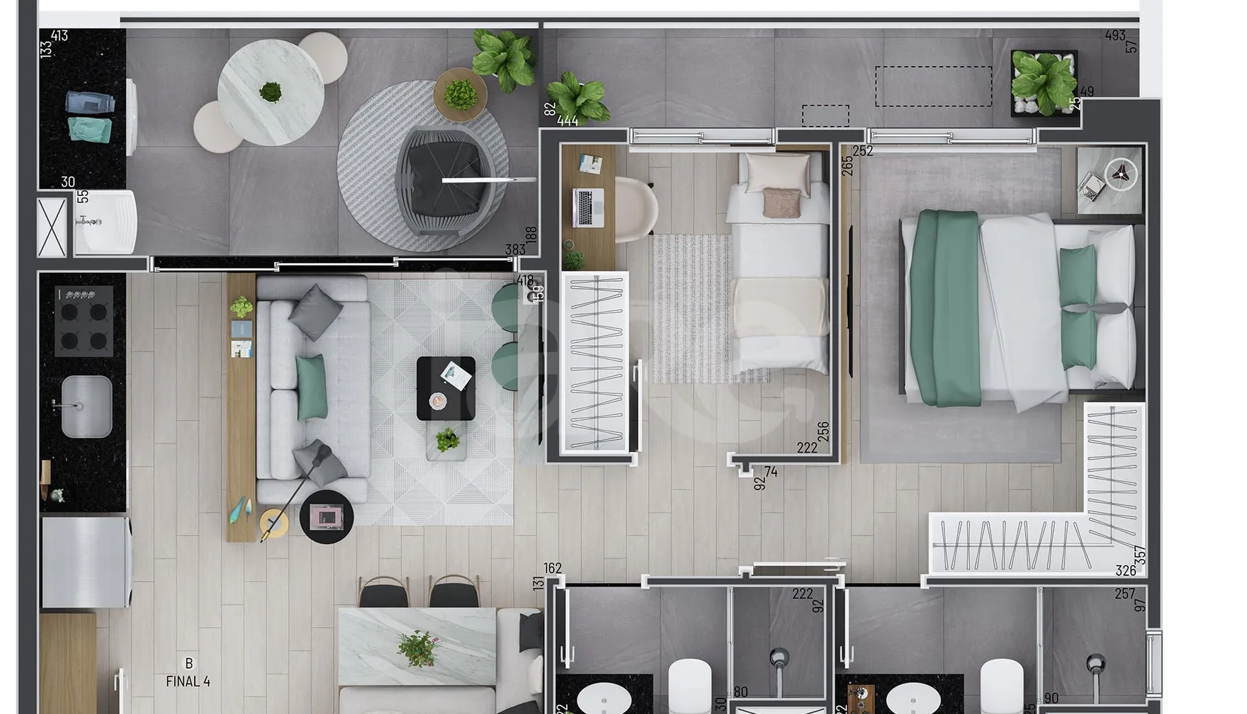 Planta — Apartamento 59,76 m²