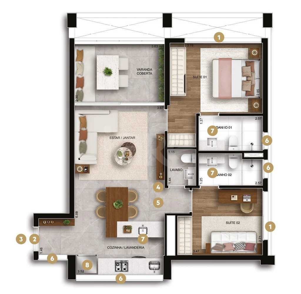 Planta — Apartamento 78,59 m²