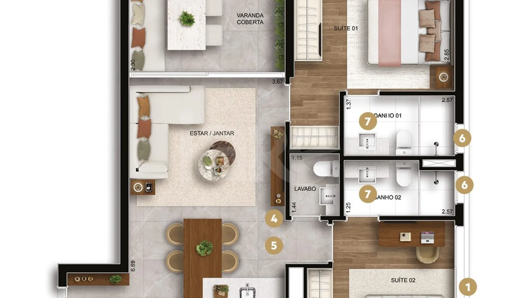 Planta — Apartamento 78,59 m²