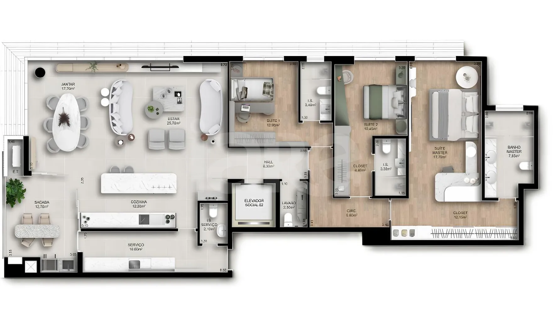 Planta — Apartamento 193 m²