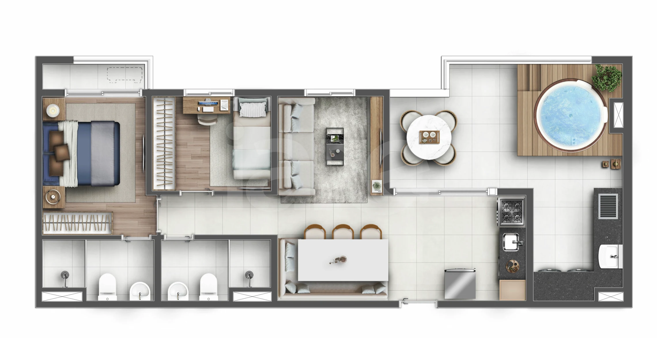 Planta — Apartamento 64,85 m²