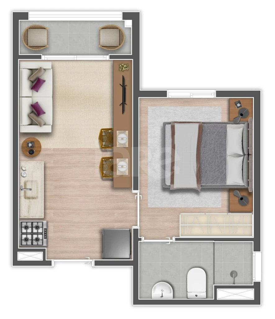 Planta — Apartamento 24,93 m²
