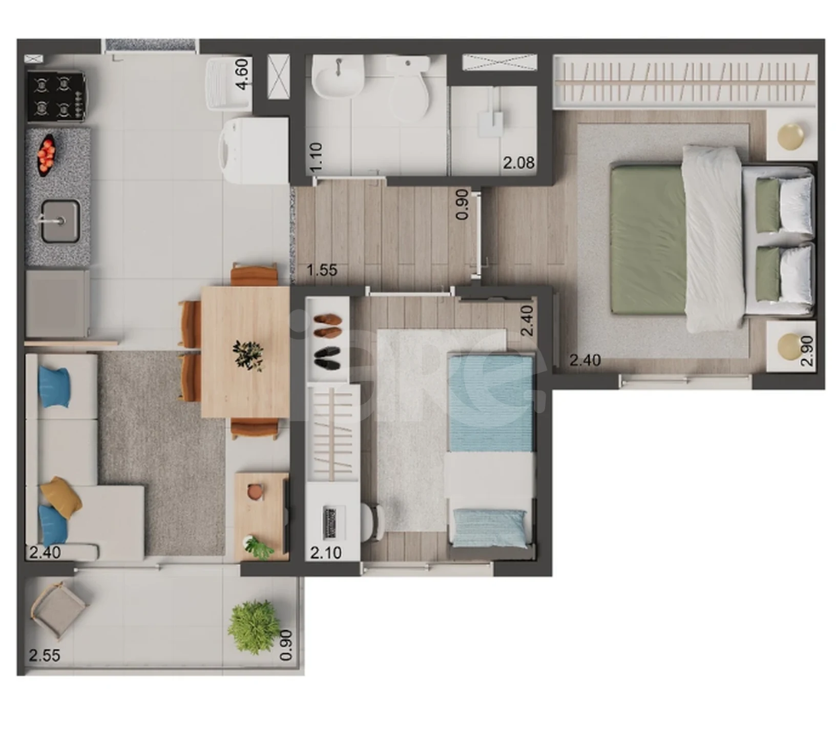 Planta — Apartamento 34,1 m²