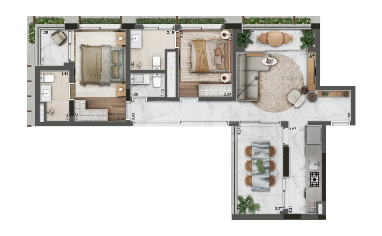 Planta — Apartamento 95,82 m²