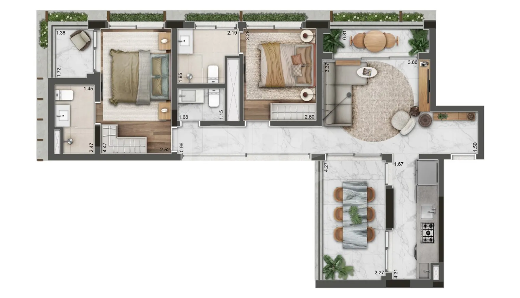 Planta — Apartamento 95,82 m²