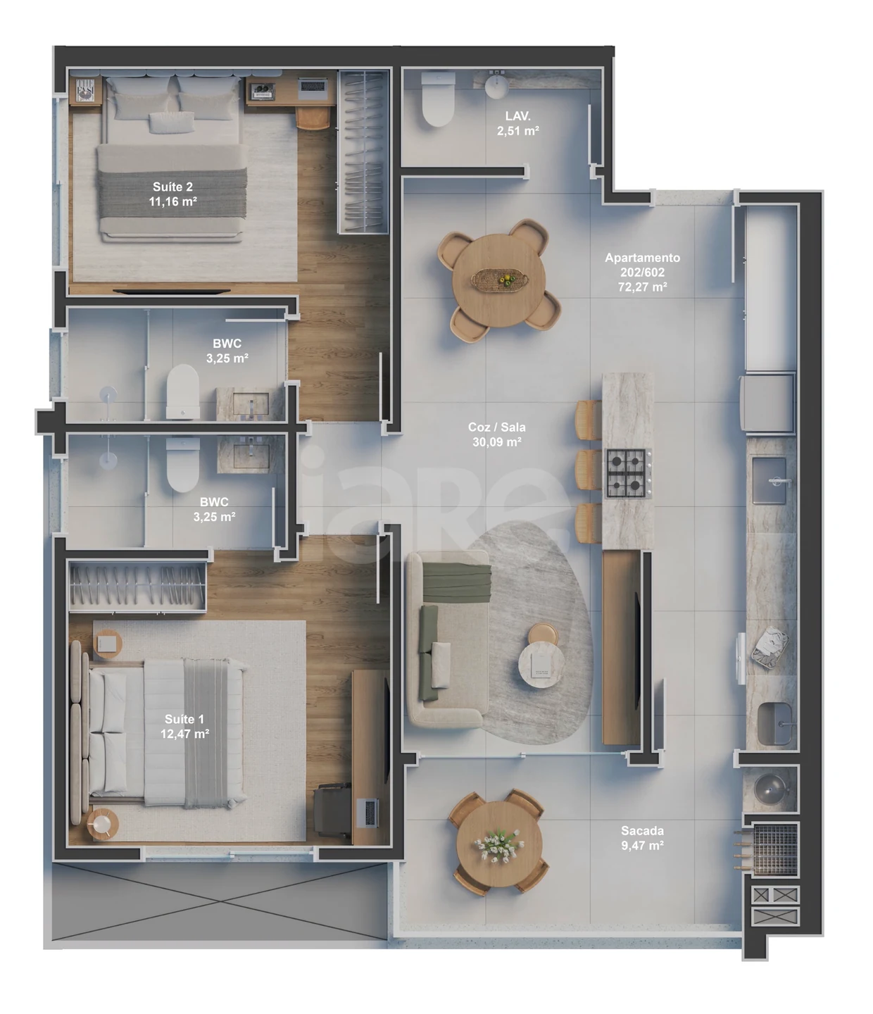 Planta — Apartamento 83,09 m²