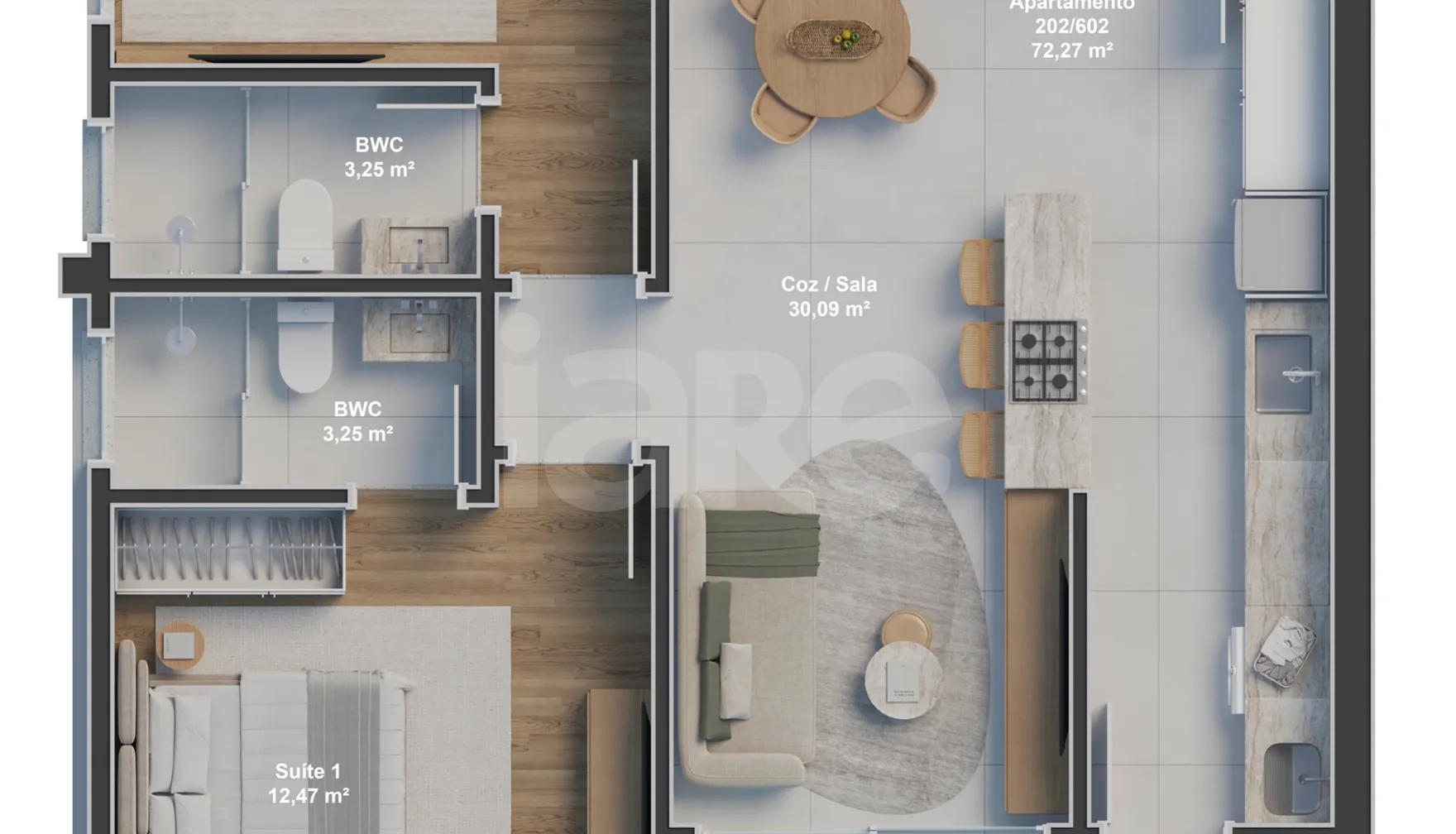 Planta — Apartamento 83,09 m²