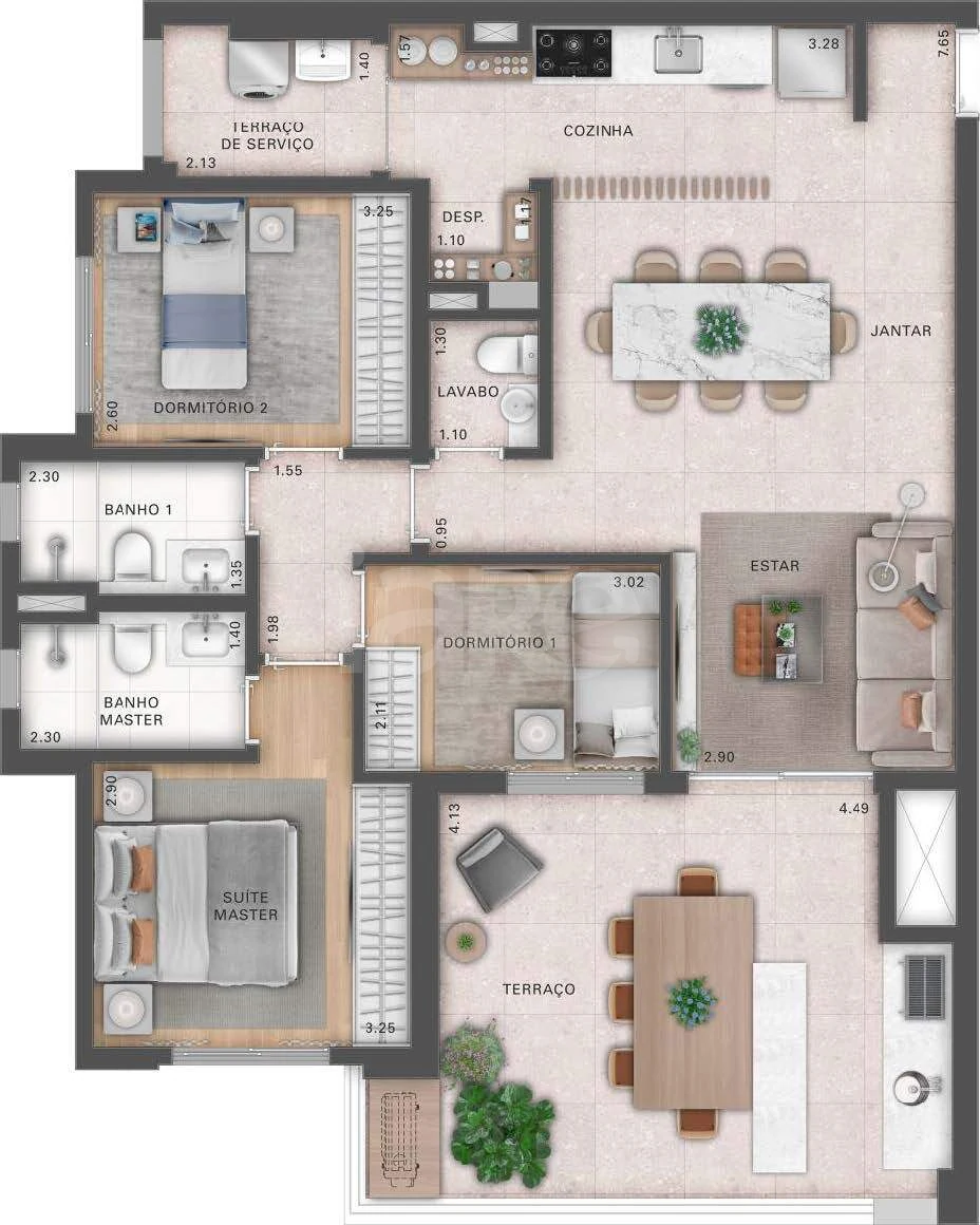 Planta — Apartamento 109,5 m²