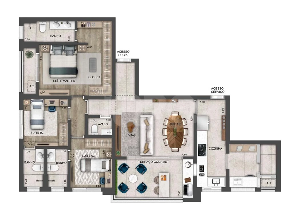 Planta — Apartamento 122,45 m²