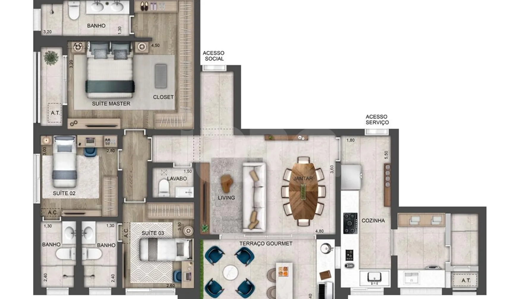 Planta — Apartamento 122,45 m²