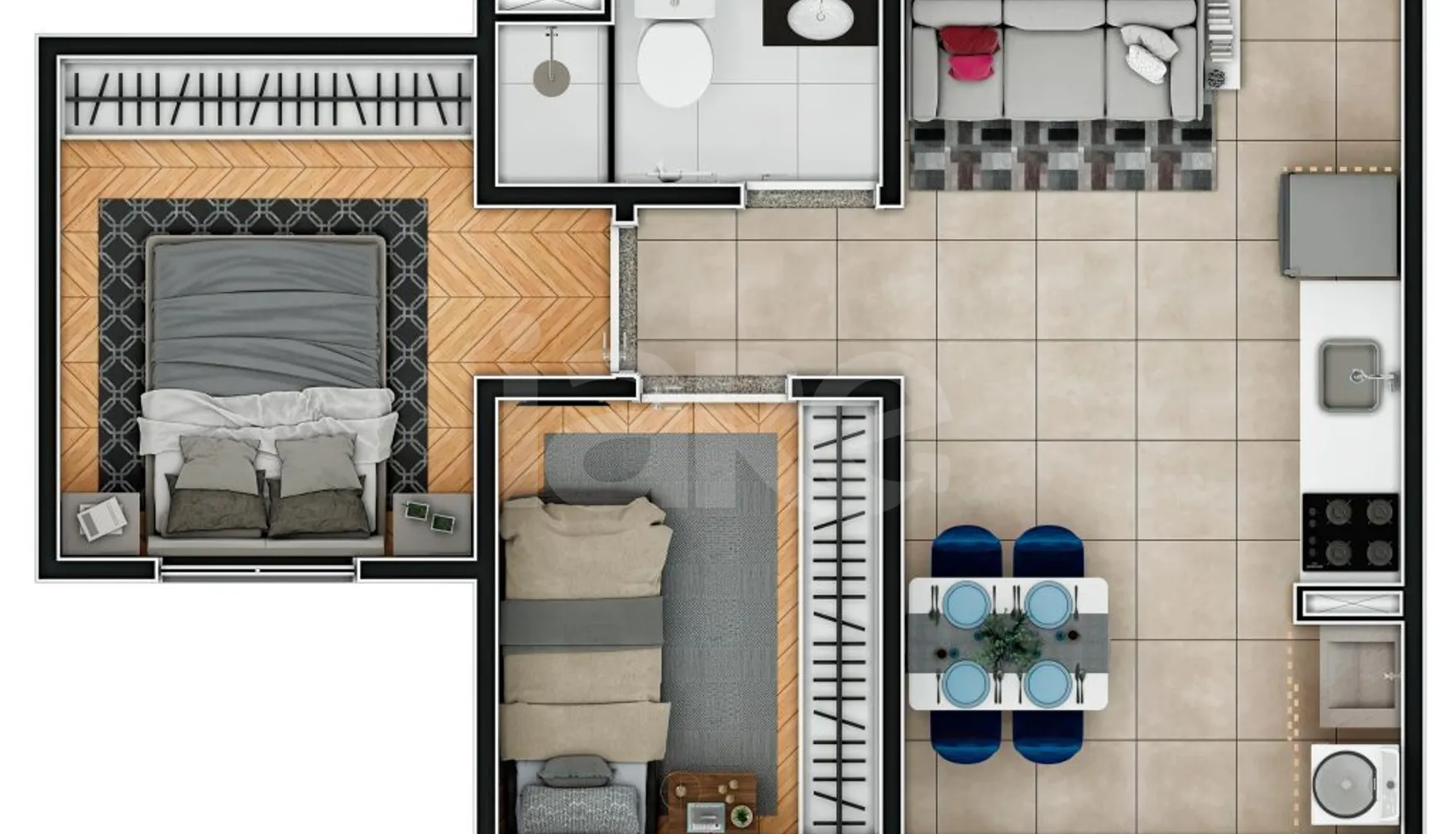 Planta — Apartamento 38,8 m²