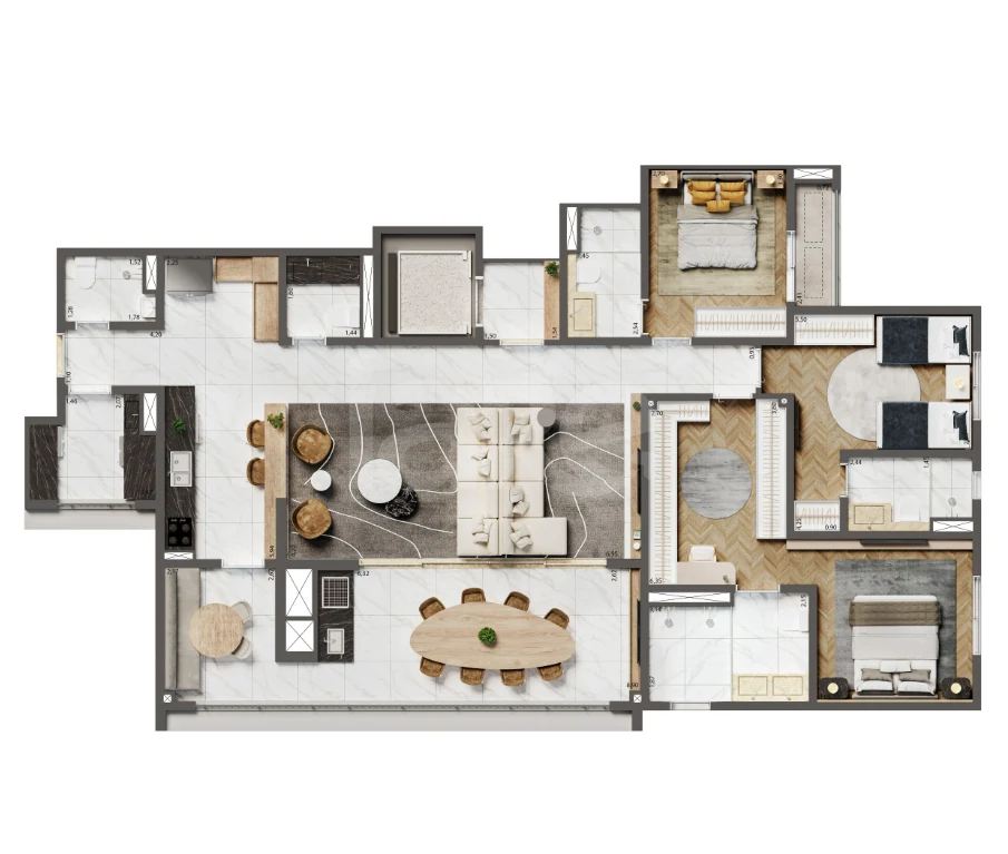 Planta — Apartamento 156,4 m²