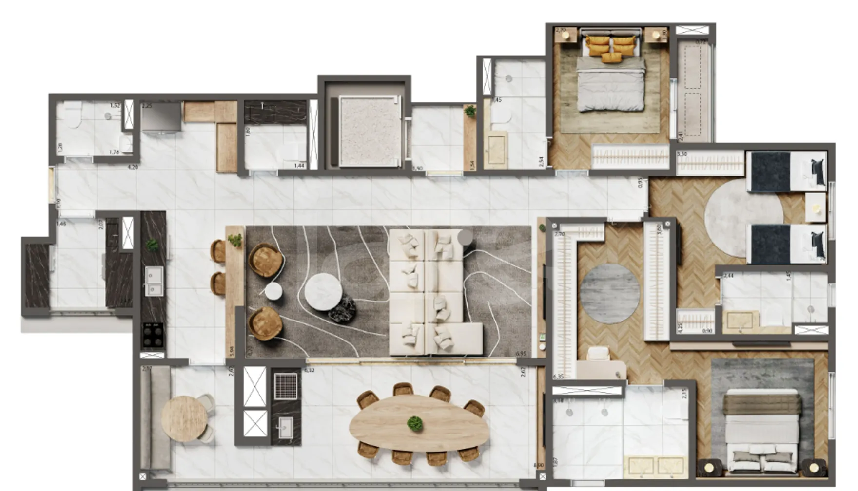 Planta — Apartamento 156,4 m²