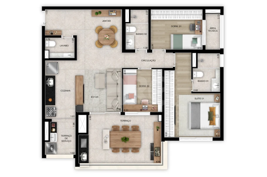 Planta — Apartamento 97,01 m²