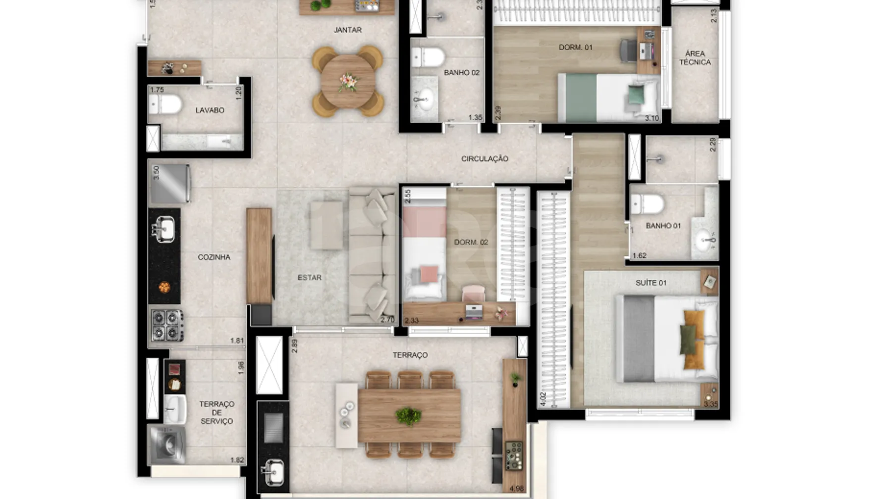 Planta — Apartamento 97,01 m²