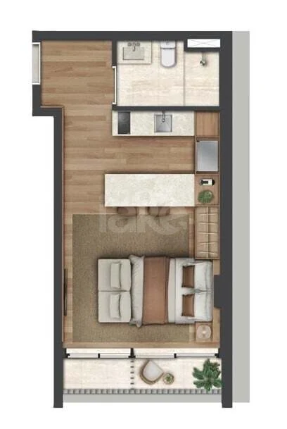 Planta — Studio 30,65 m²