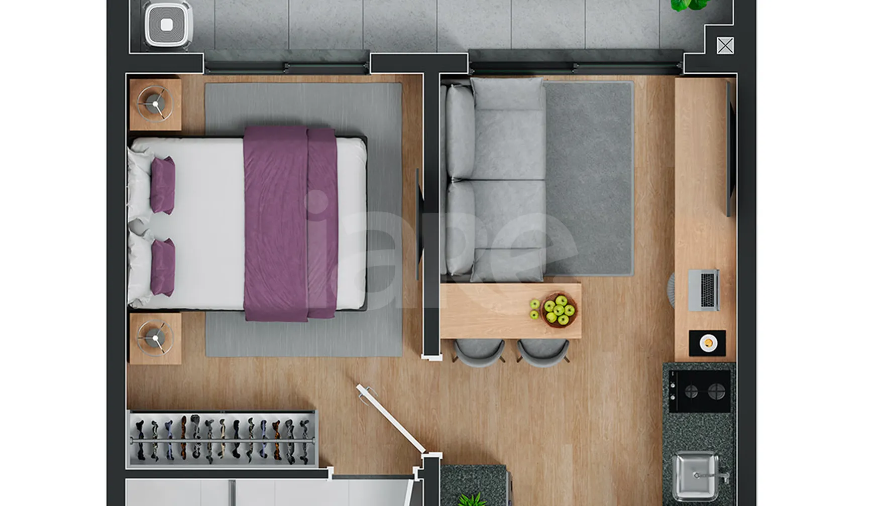 Planta — Apartamento 30,44 m²