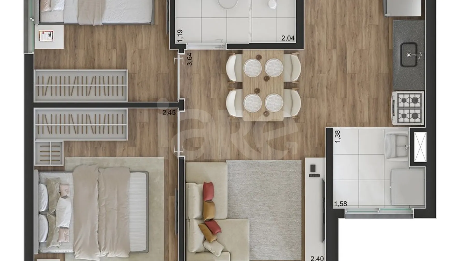 Planta — Apartamento 37,22 m²