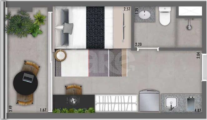 Planta — Studio 24,01 m²
