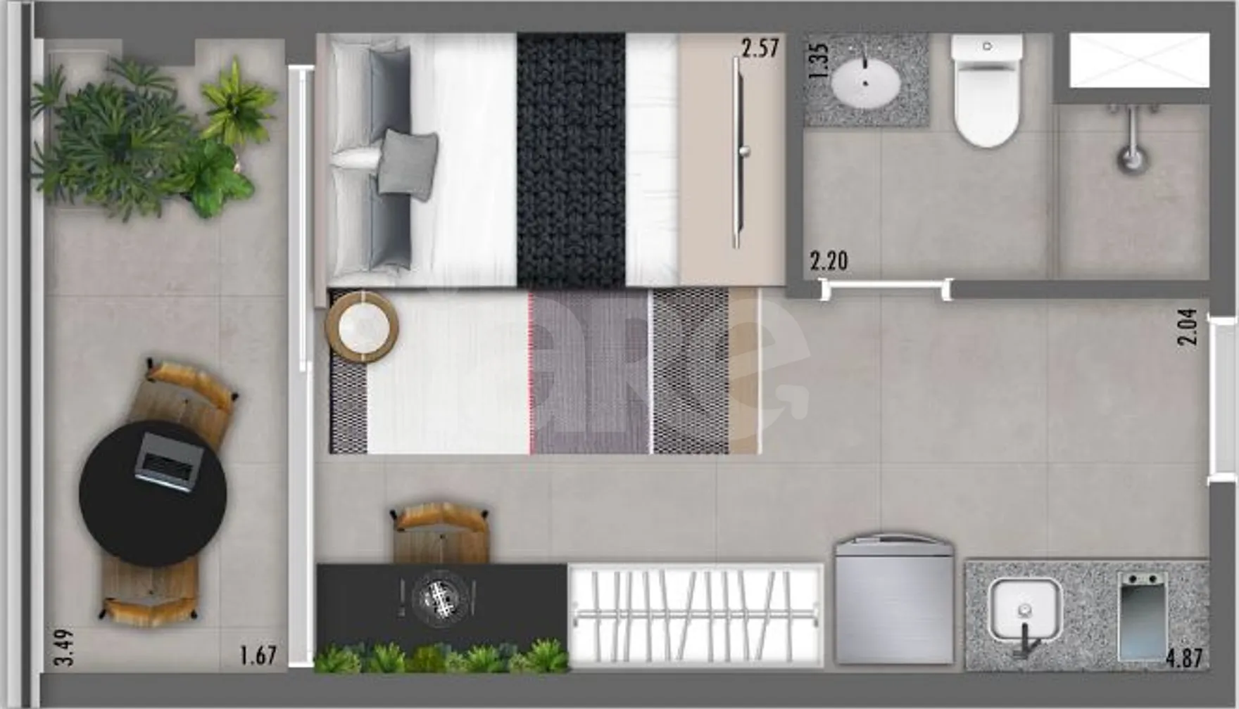 Planta — Studio 24,01 m²