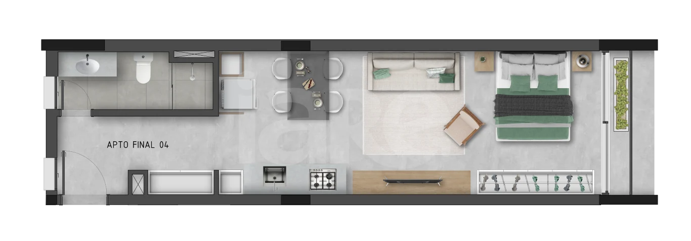 Planta — Studio 37,61 m²