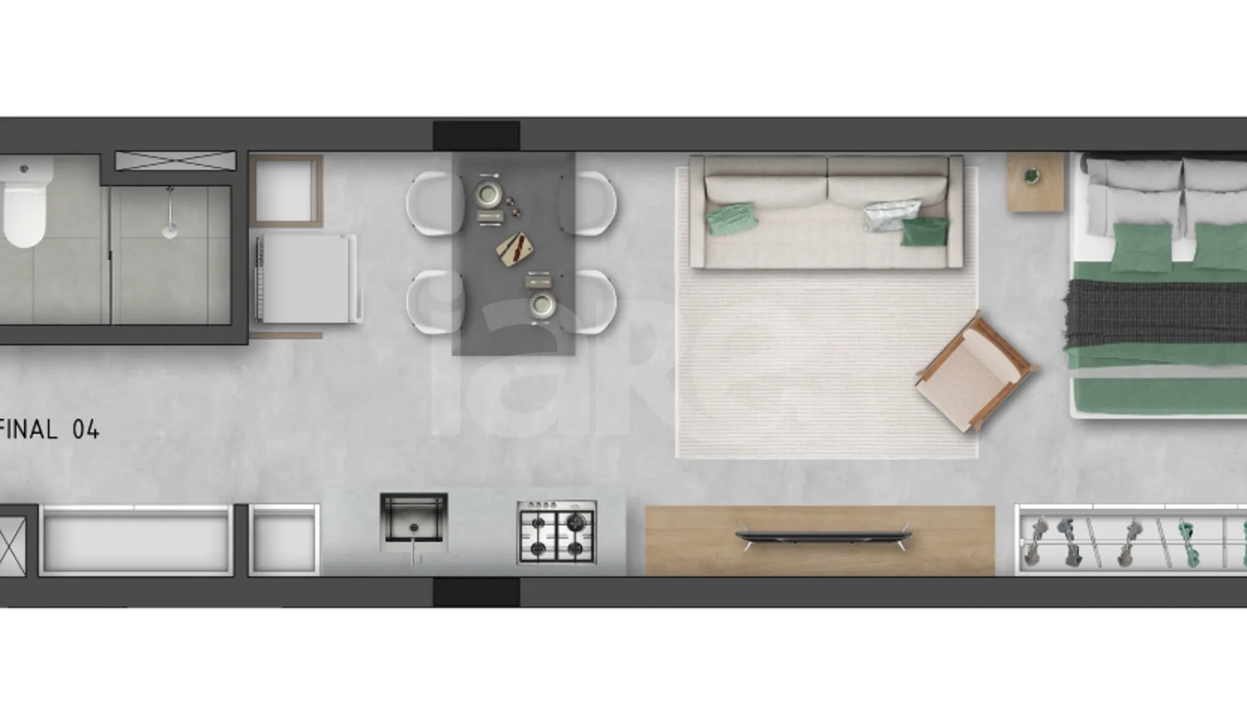 Planta — Studio 37,61 m²