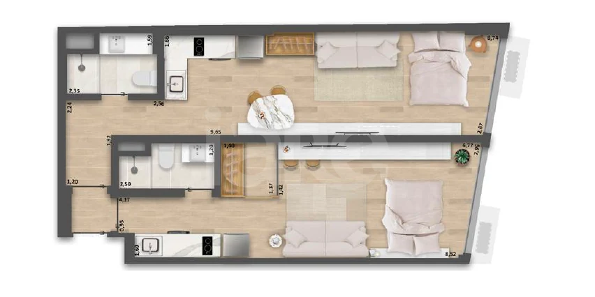 Planta — Apartamento 67,72 m²