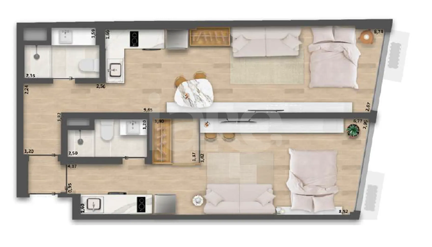 Planta — Apartamento 67,72 m²