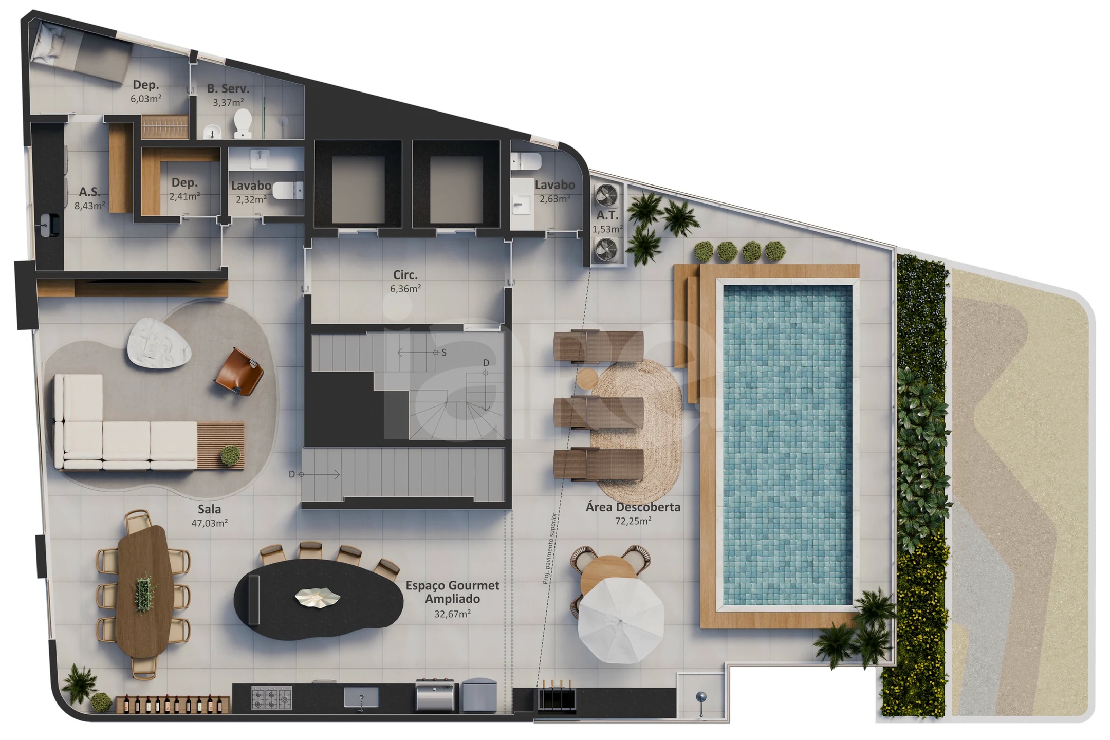 Planta — Cobertura Duplex 489,83 m²