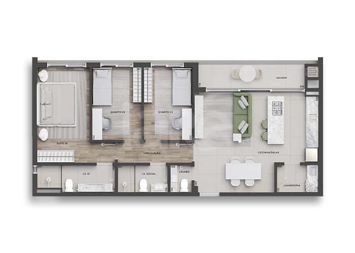 Planta — Apartamento 91,62 m²