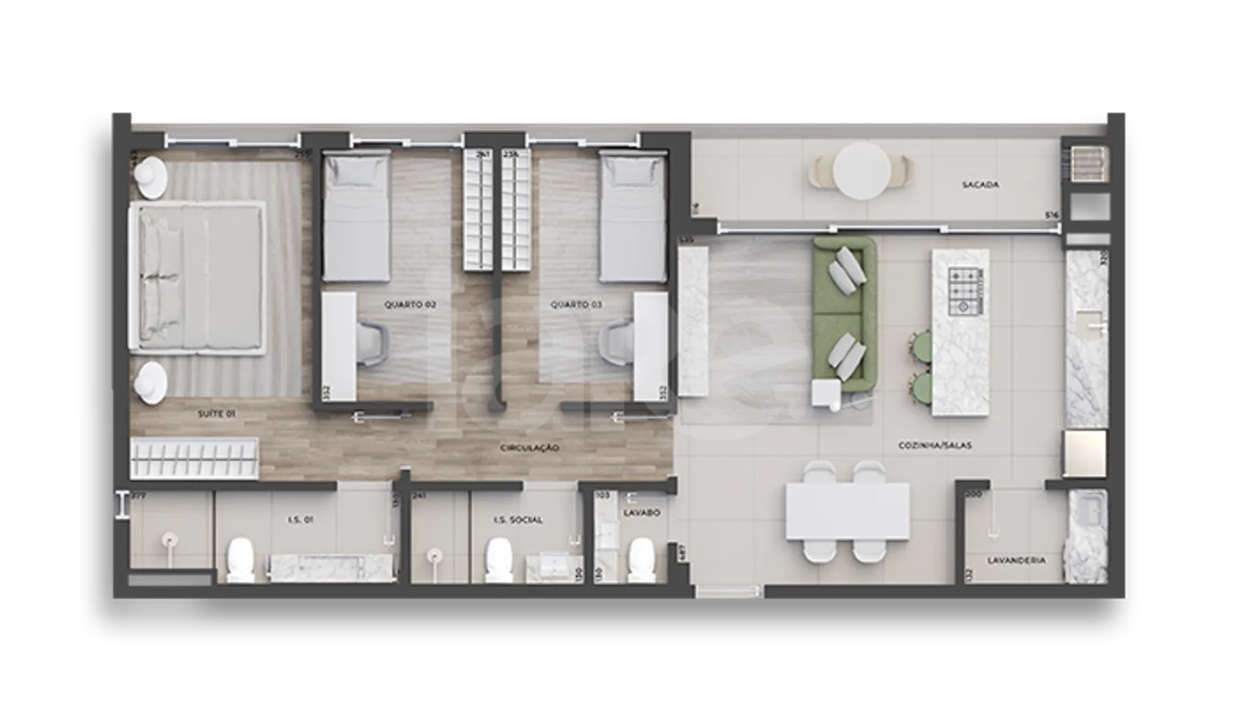 Planta — Apartamento 91,62 m²