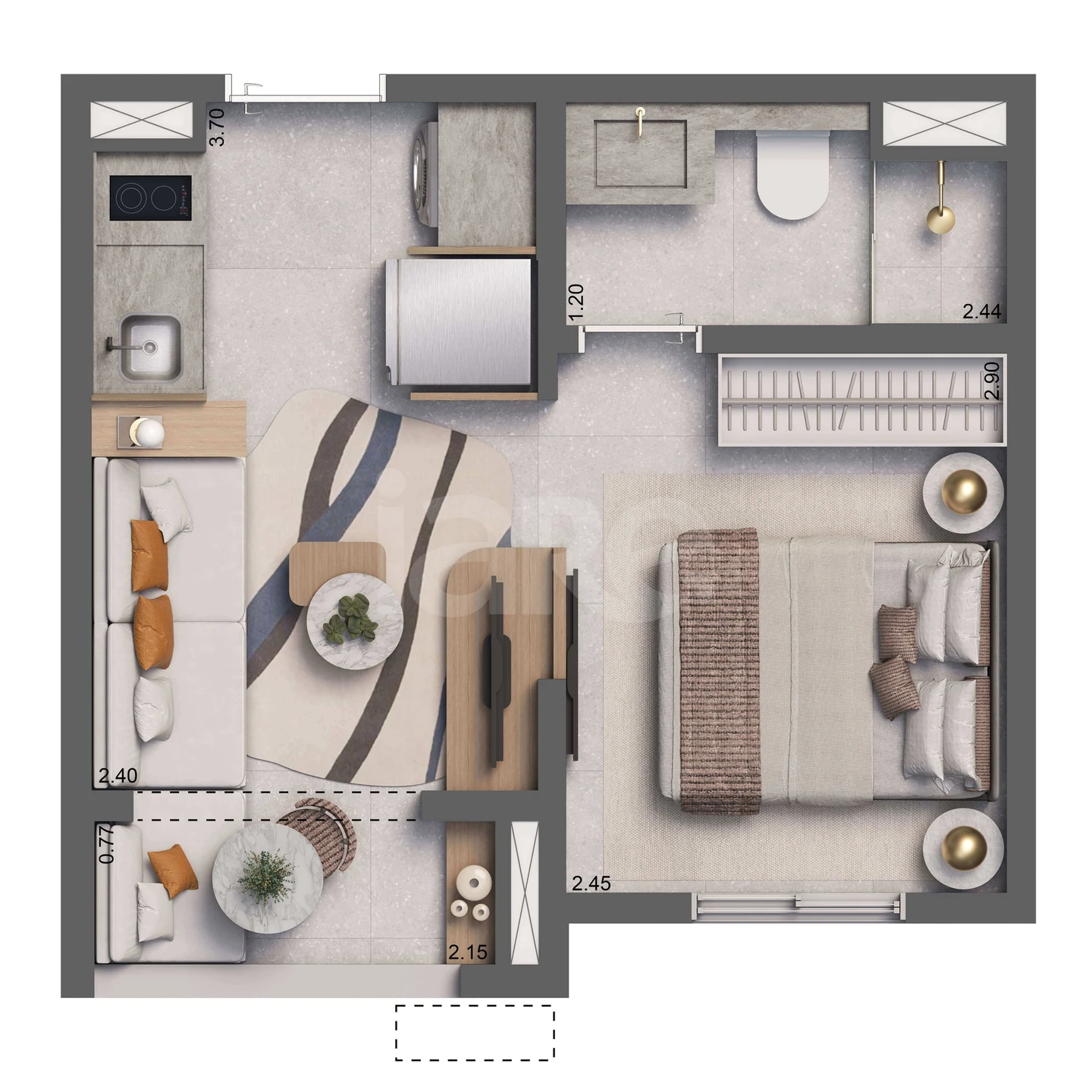 Planta — Studio 24,17 m²