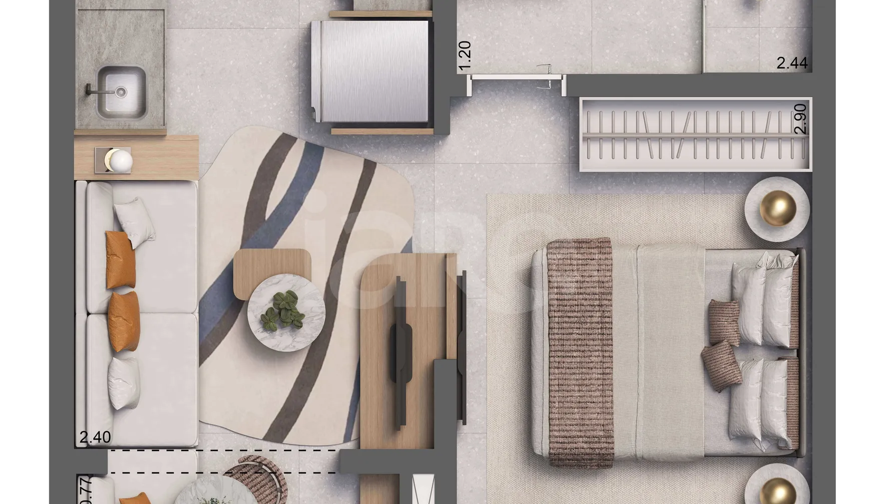 Planta — Studio 24,17 m²