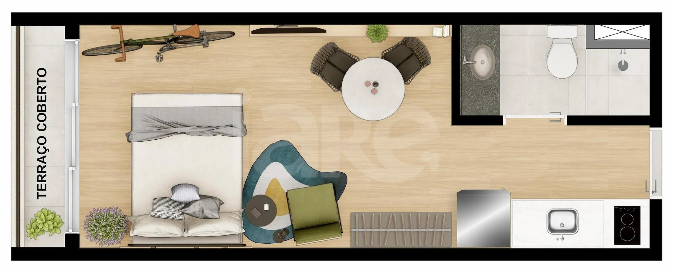 Planta — Studio 24,31 m²
