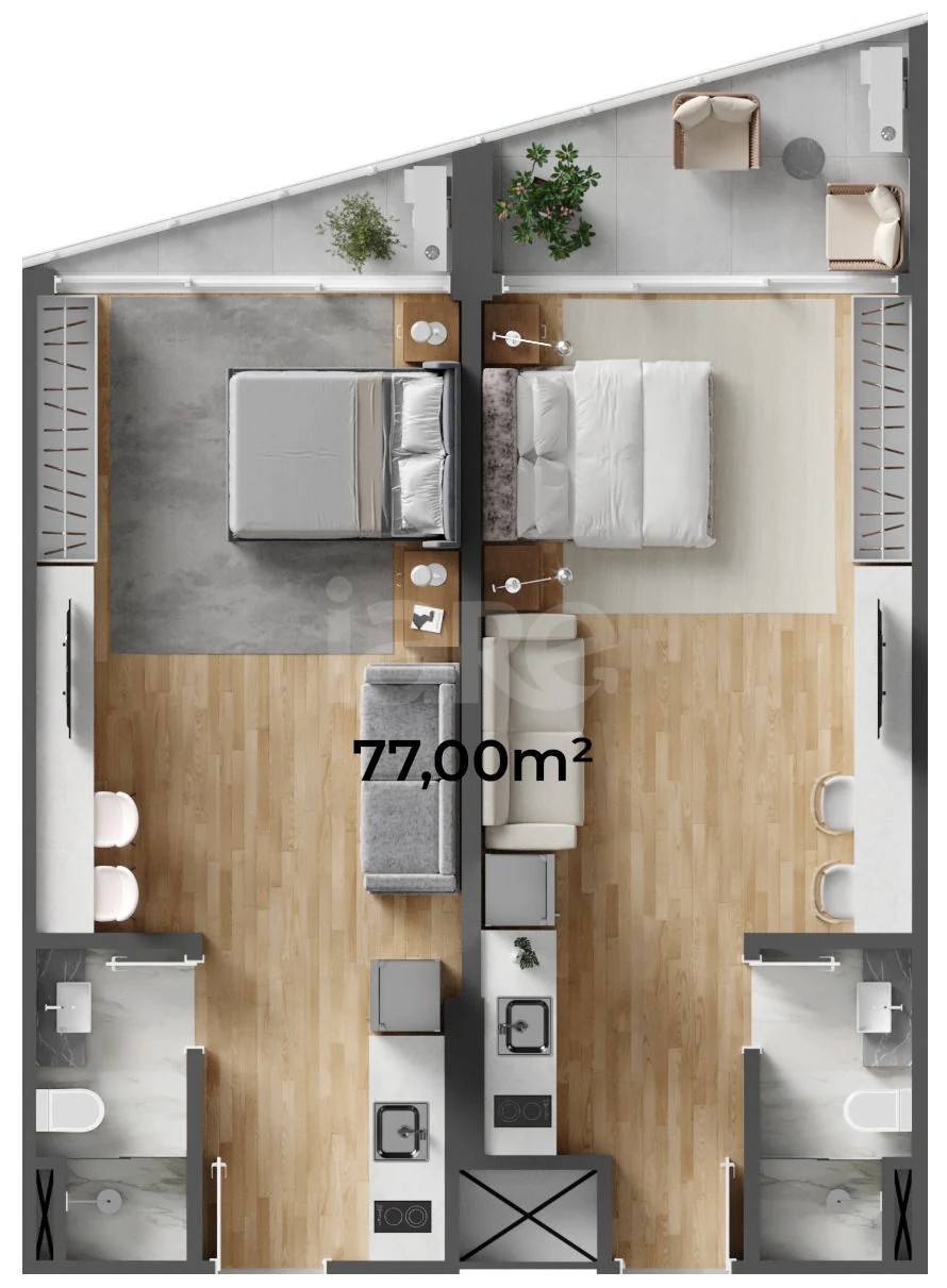 Planta — Studio 77 m²