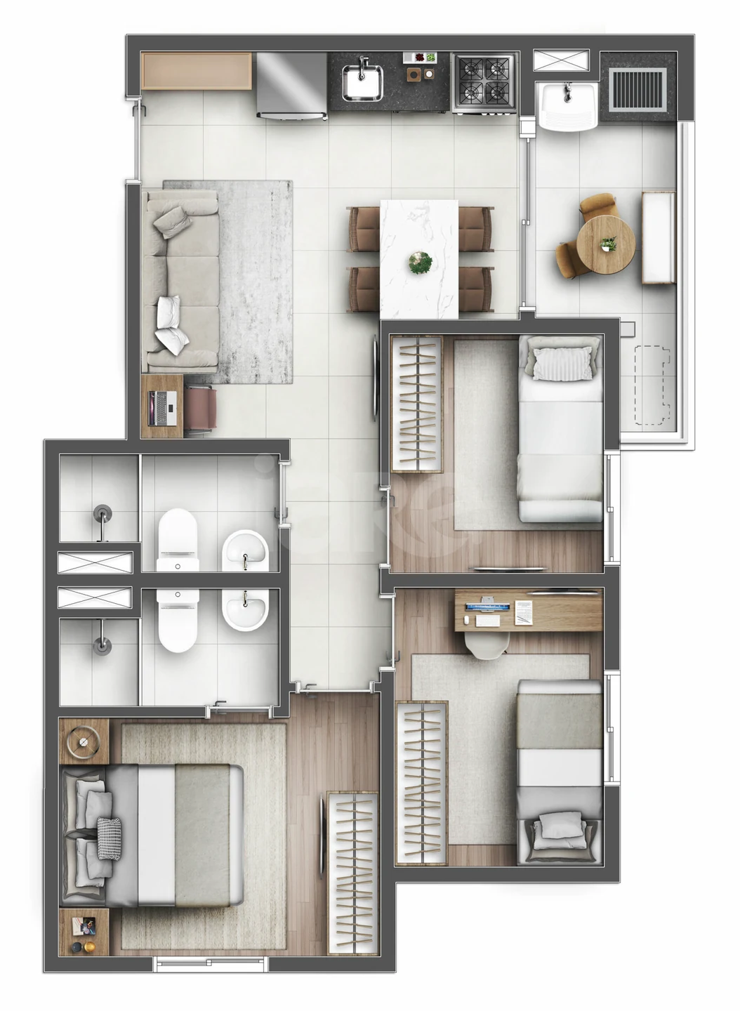 Planta — Apartamento 50,97 m²