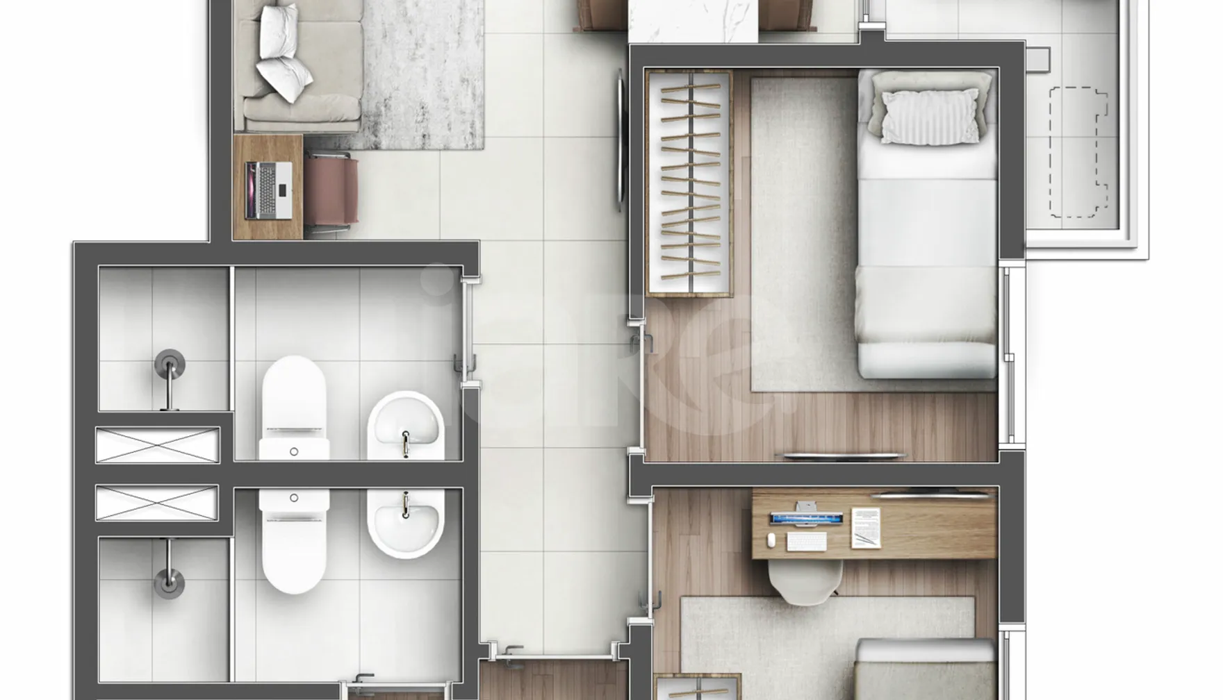 Planta — Apartamento 50,97 m²