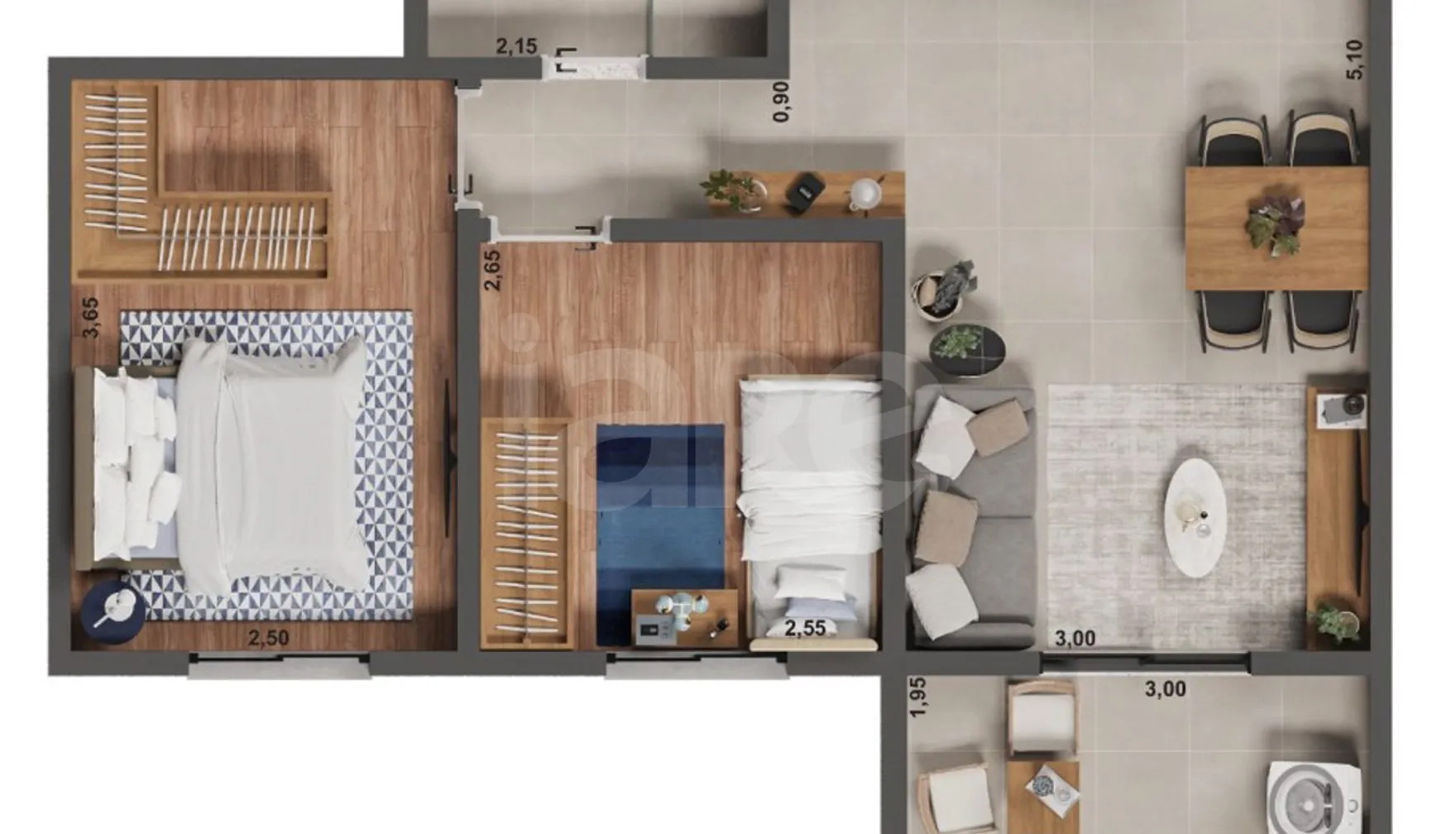 Planta — Apartamento 50,79 m²