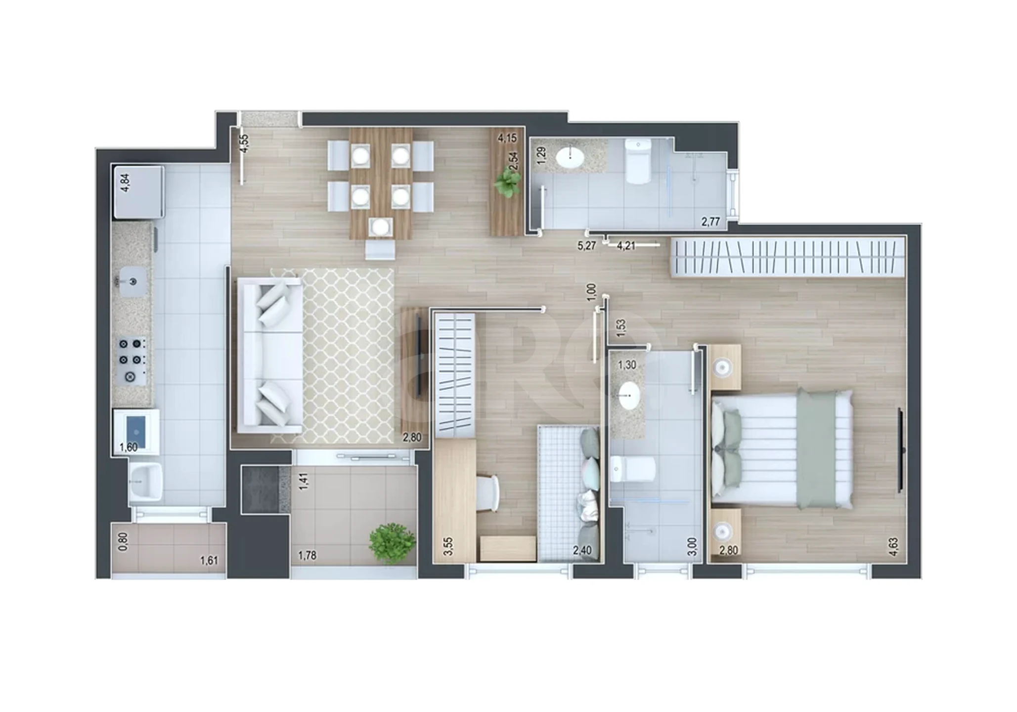 Planta — Apartamento 71,11 m²