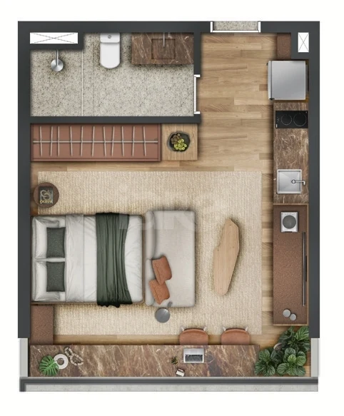 Planta — Studio 42,3 m²