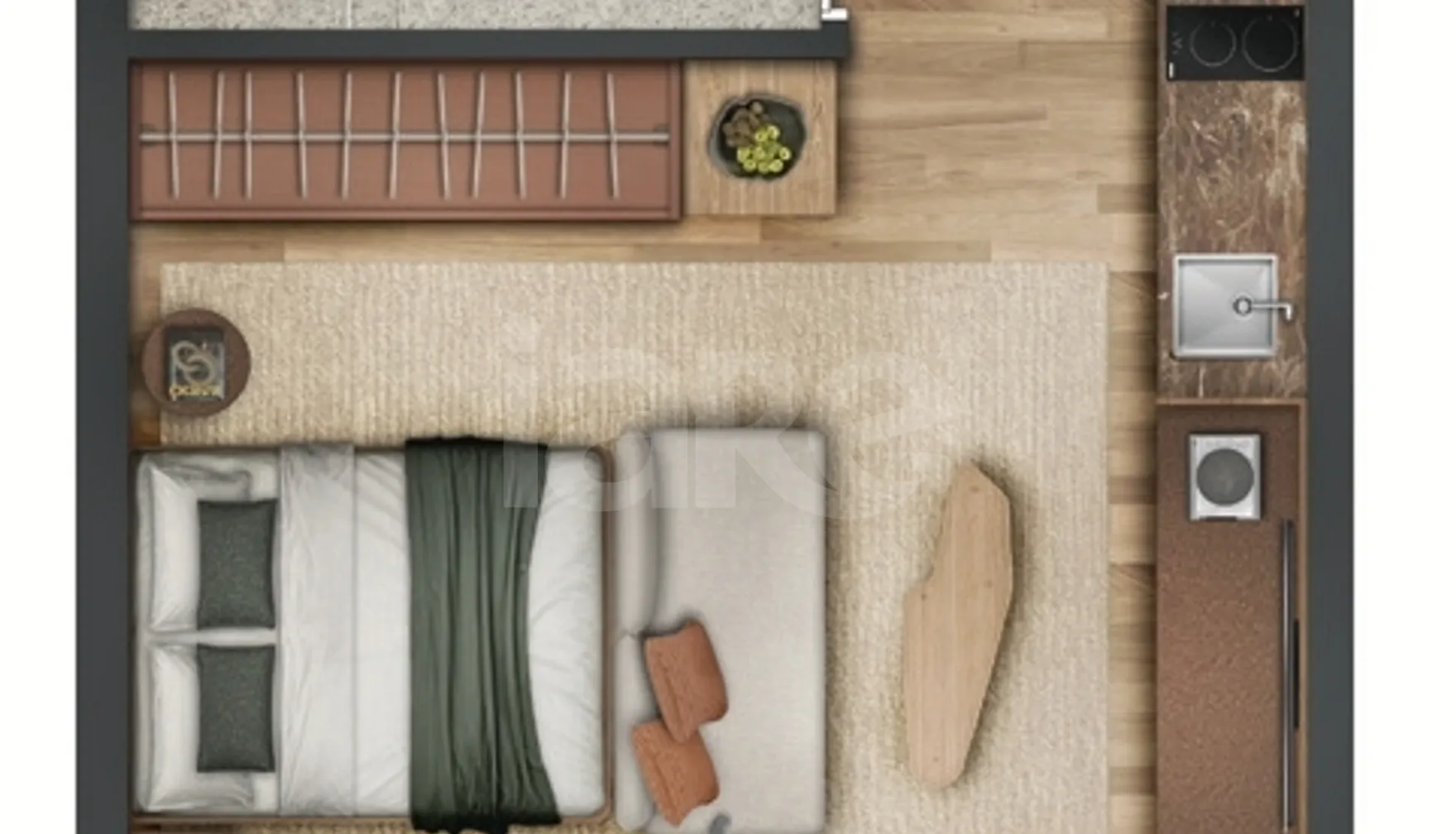 Planta — Studio 42,3 m²