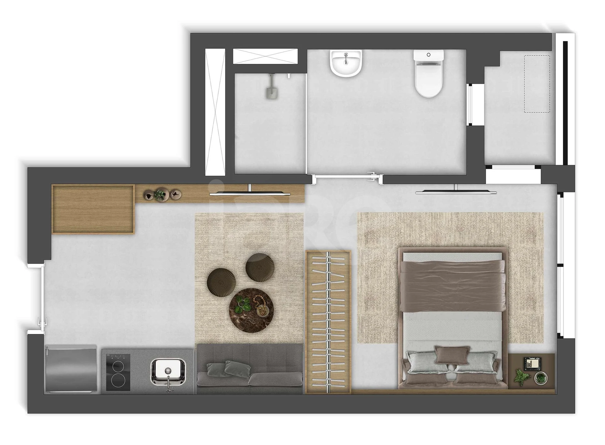 Planta — Studio 28,45 m²