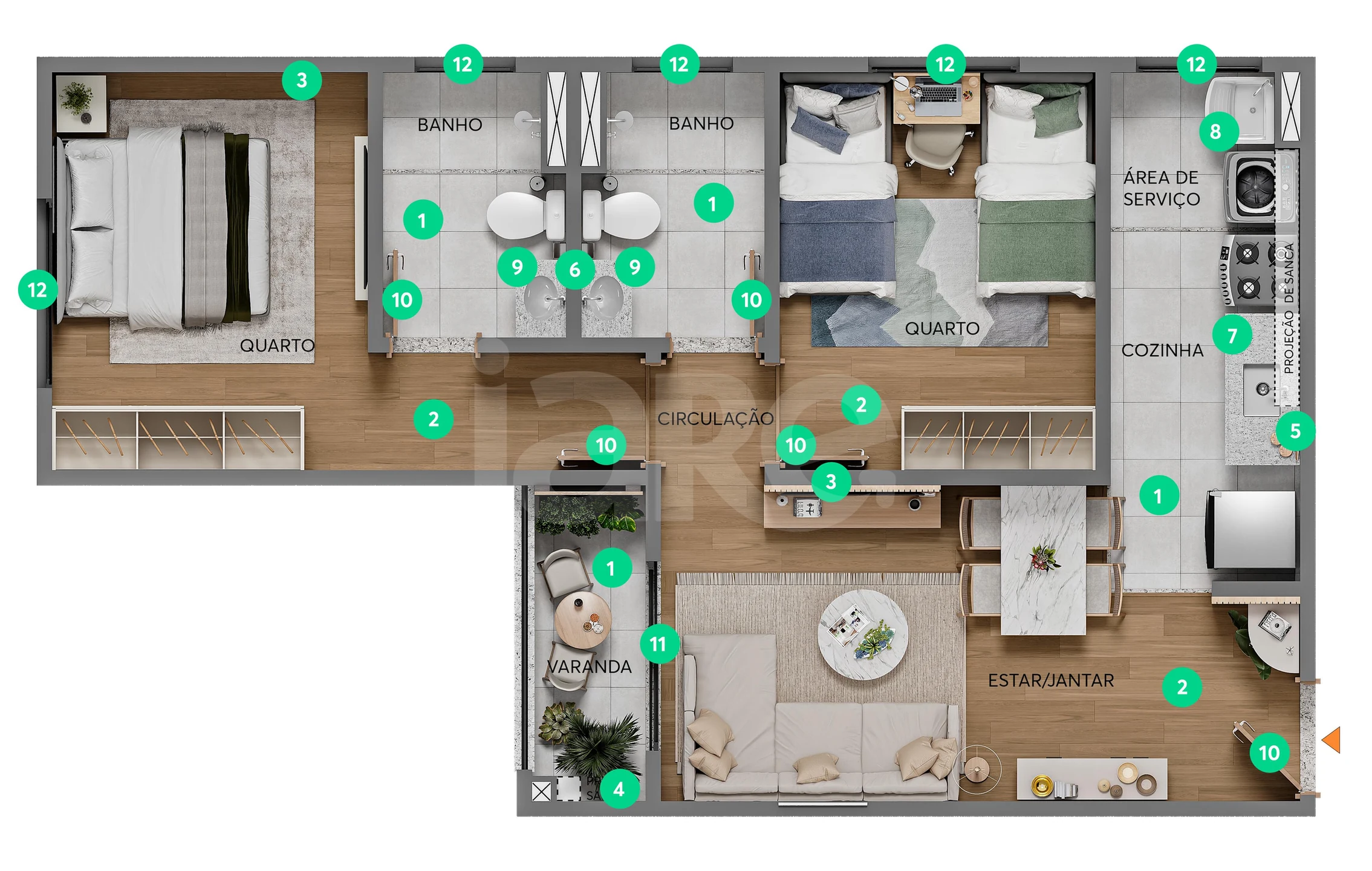 Planta — Apartamento 50,23 m²