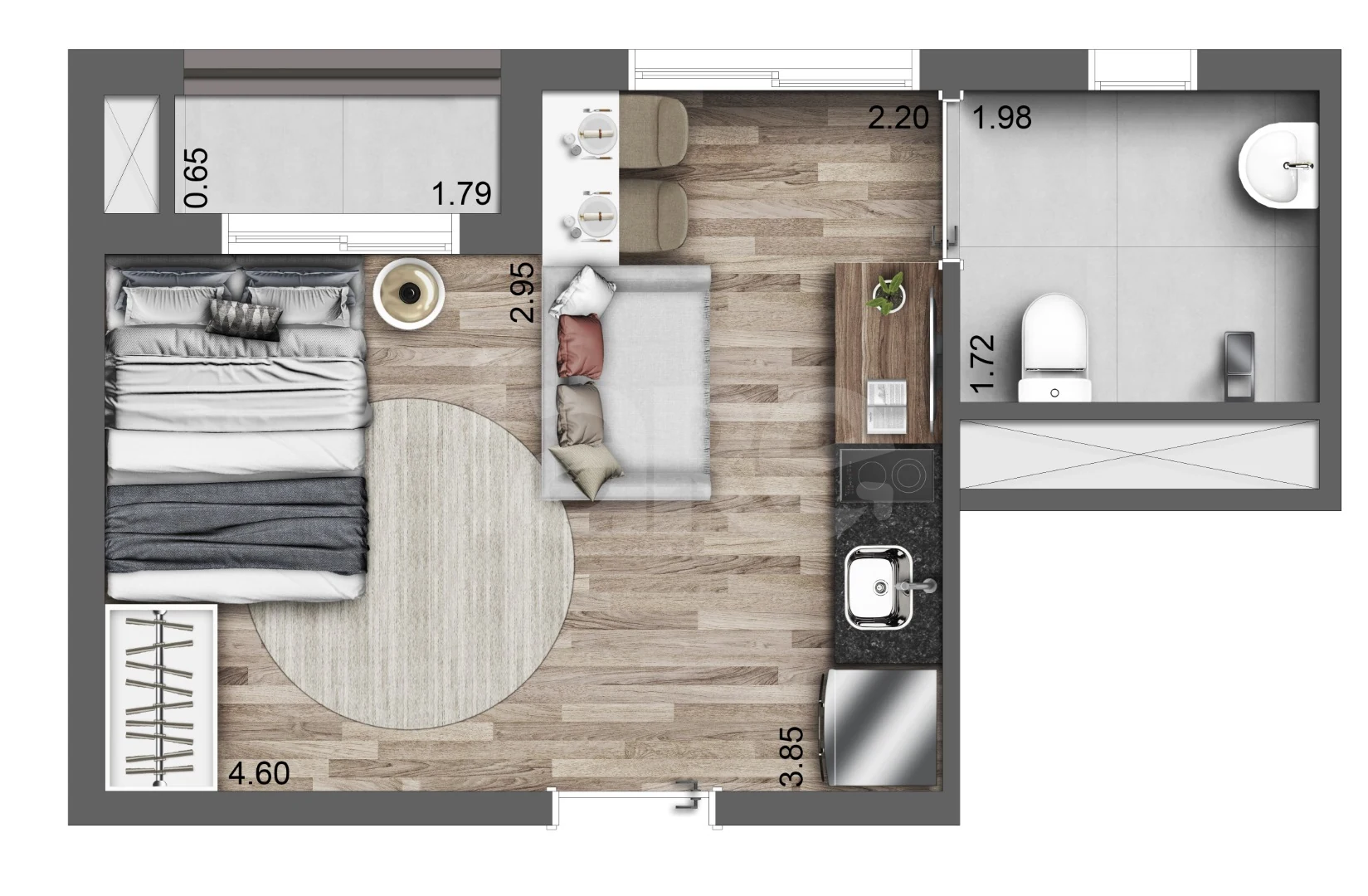 Planta — Studio 24,13 m²
