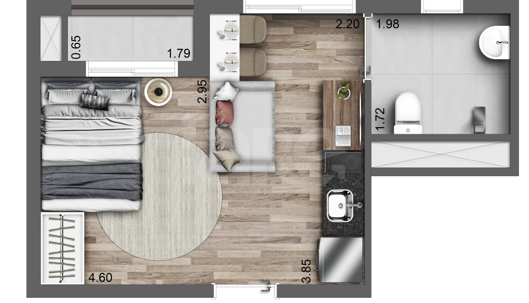 Planta — Studio 24,13 m²