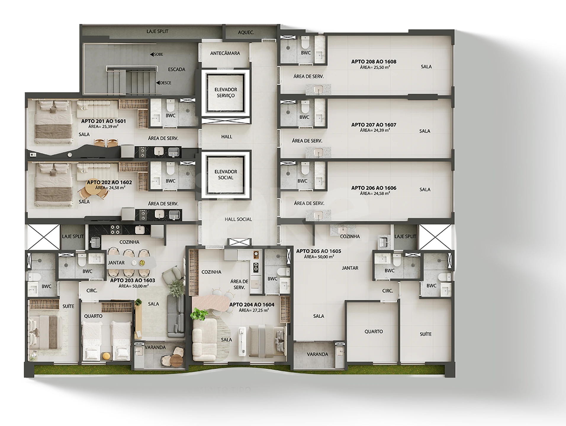 Planta — Pavimento 02 ao 16