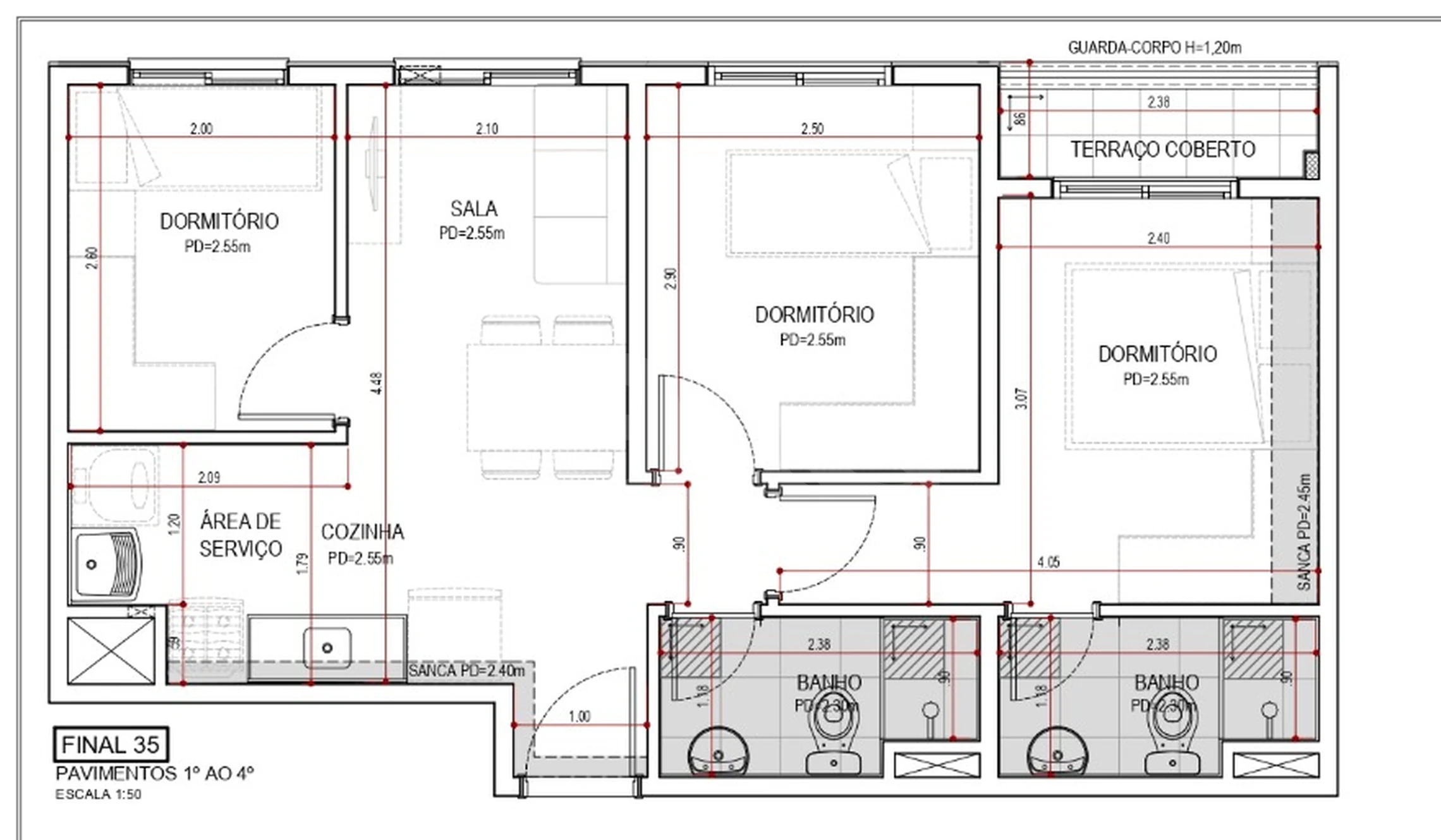 Planta — Apartamento 50,59 m²