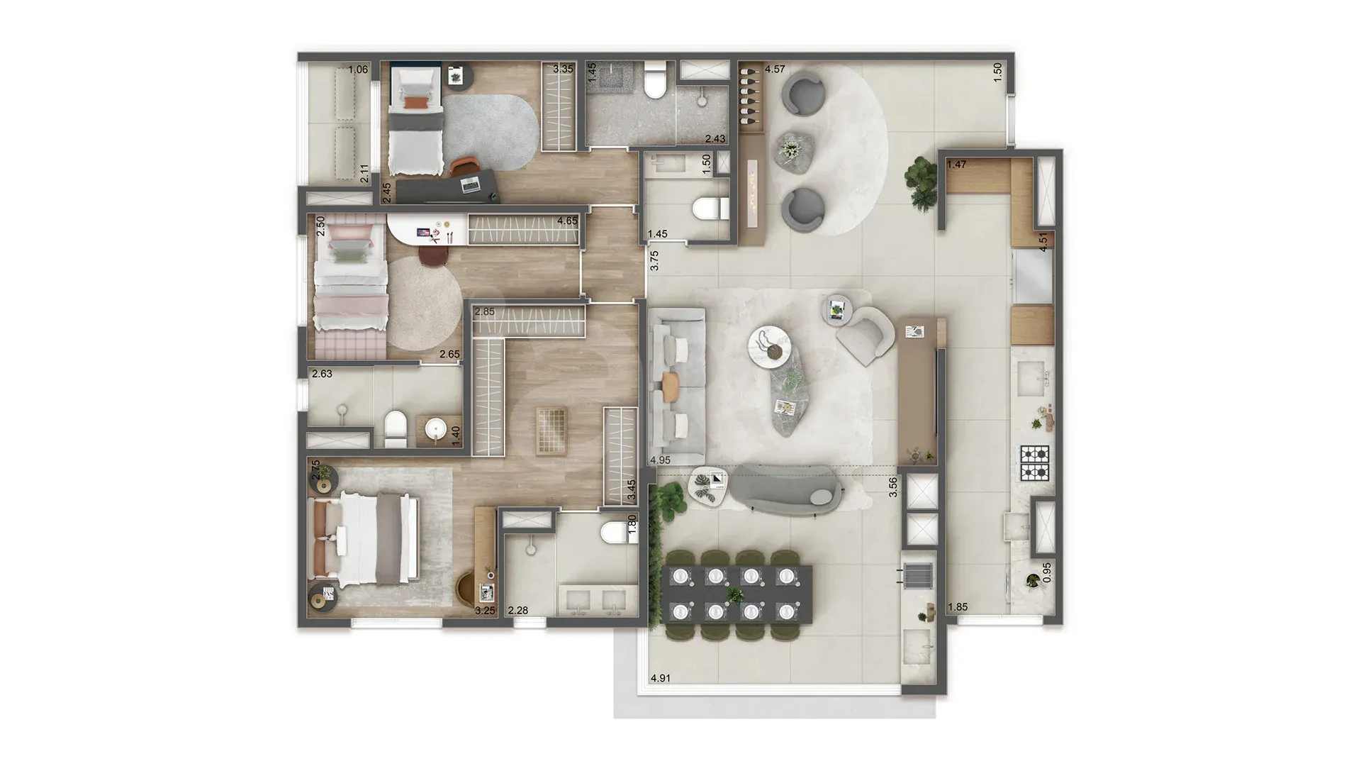 Planta — Apartamento 127,76 m²